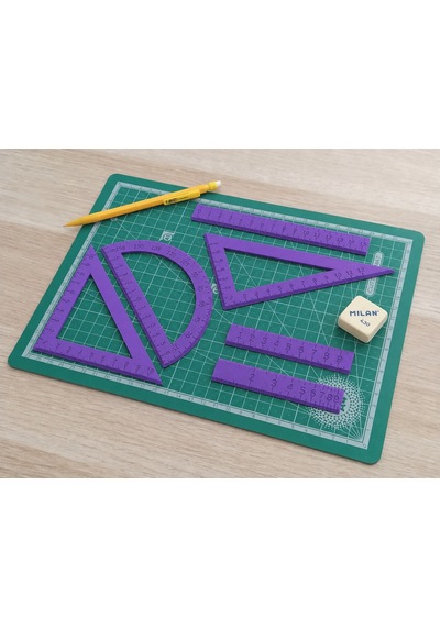 3d Baskı Geometri Cetvel Seti - İletki, Gönye Ve Ölçüm Araçları - Mor