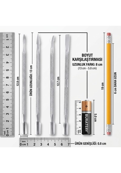 Profesyonel Çelik Kronk Seti Tırnak Temizleyici Et İtici Ve Temizleyici 723170