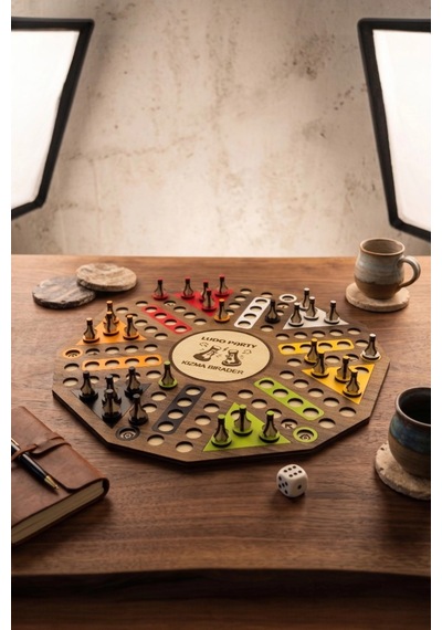 Ahşap Ludo Oyunu Kızma Birader - 6 Kişilik Premium Masa Oyunu