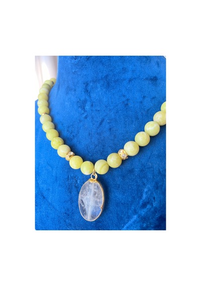Leyan Doğaltaş Peridot Taşı Doğal Taş Kolye 53 Cm 10 Mm El Yapımı Tasarım Kolye Haki Haki