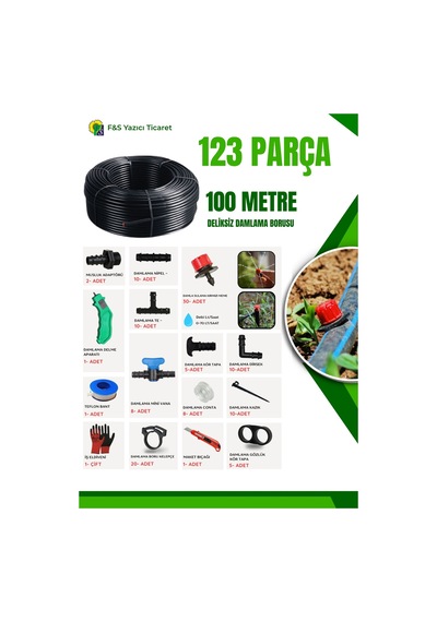 100 Metre Damlama Sulama Seti - 113 Parça Diğer
