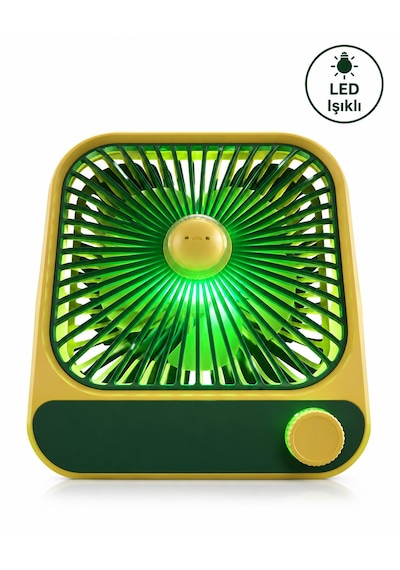 Mini Fan Ayarlanabilir Kademeli Işıklı Gece Lambası Vantilatör Beyaz