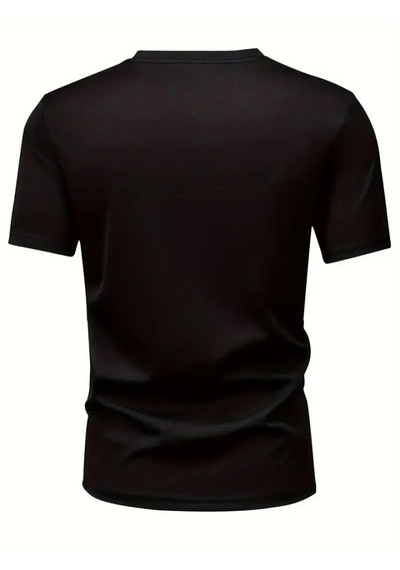 Modi Baskılı Oversize Bisiklet Yaka T-shirt - Siyah - Mymg158845