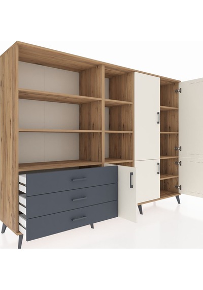 Hyperion Dolap 11 Raflı 3 Çekmeceli 5 Kapaklı 220x44x163 Çam-ayta Çam-aytaşı/antrasit Hyperion Dolap 11 Raflı 3 Çekmeceli 5 Kapaklı 220x44x163 Çam-ayta Çam-aytaşı/antrasit