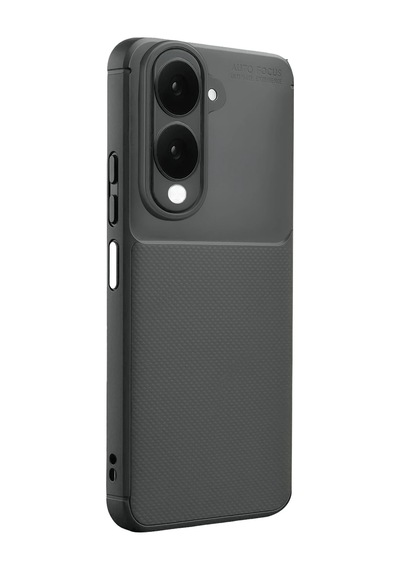 Vivo Y29s Uyumlu Kılıf Karbon Tasarım Kamera Korumalı Silikon Telefon Kılıfı Kapak Gri