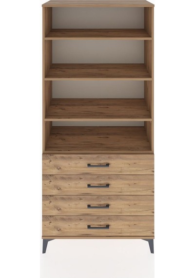 Hyperion Dolap 4 Raflı 4 Çekmeceli 88x44x195 Çam-çam Çam