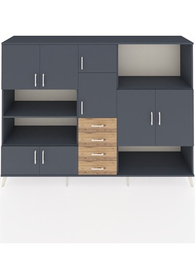 Hyperion Dolap 10 Raflı 4 Çekmeceli 8 Kapaklı 220x44x163 Antrasit Antrasit-antrasit/çam Hyperion Dolap 10 Raflı 4 Çekmeceli 8 Kapaklı 220x44x163 Antrasit Antrasit-antrasit/çam