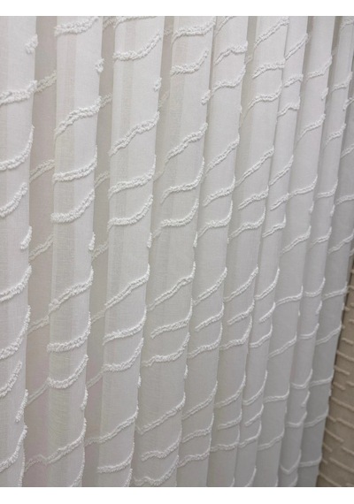 Nivemeshome Ahu 1-0037 Tam Desenli 1/3 Pileli Tül Perde Apm Ekru