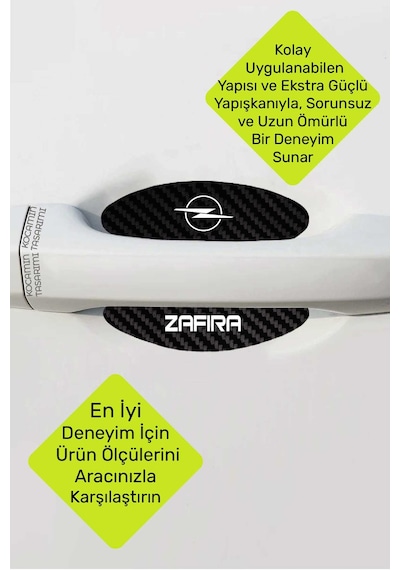 Opel Zafira Modeline Özel 4 Parçalı Karbon Çizik Koruyucu Kapı İçi Folyo Seti Zafira Yazılı 4 Adet
