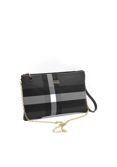 Silver Polo Siyah - Siyah Ekose Kadın Portföy Ve Clutch El Çantası Sp1034