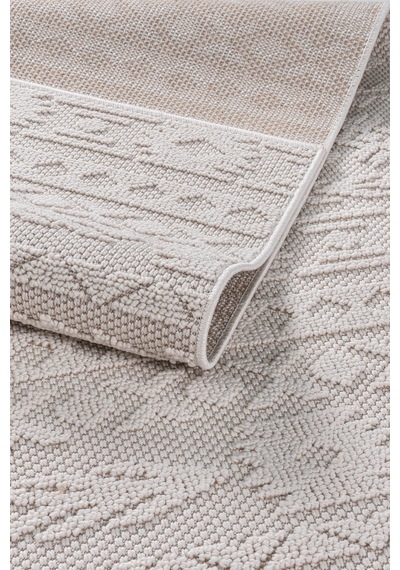 Bonnie Bo1259w Krem Halı Loop Sisal İskandinav Desen Pamuk Taban Tozuyok Salon Mutfak Koridor Halısı