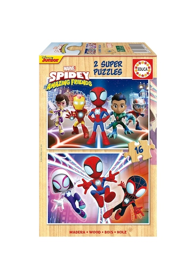 Educa 2x16 Parça Spiday Ve Muhteşem Arkadaşları Ahşap Çocuk Puzzle - Erkek Çocuk - 3-4 Yaş 1 Adet