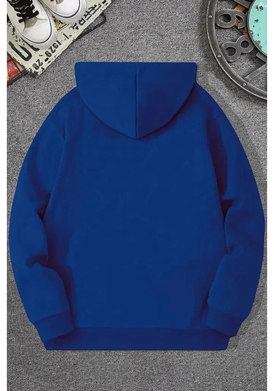 Uyguntarz Paris Baskılı Pamuklu Oversize Sweatshirt Mavi