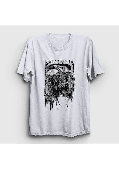 Presmono Unisex Death Katatonia T-shirt Beyaz