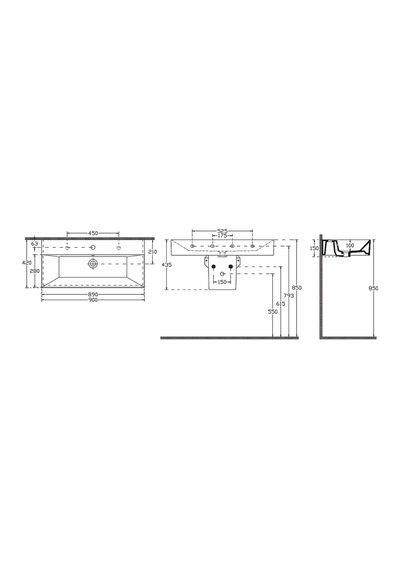 Isvea Sistema Z Tezgah Üstü Kare Lavabo 90x42 Cm Slim Batarya Delikli Beyaz 10sf50090