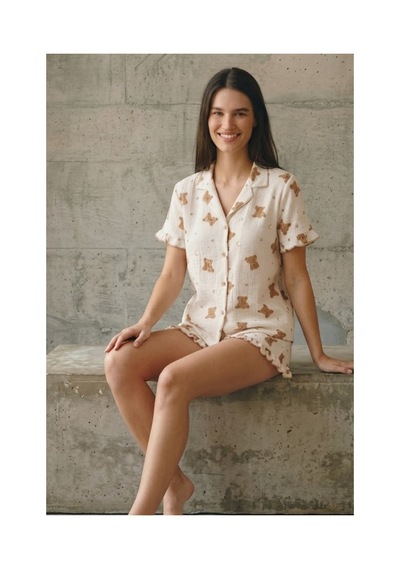 Fit Women Kadın V Yaka Comfort Fit Kar Beyaz Pijama Takımı
