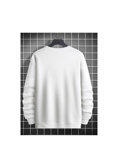 Tarzsokak Unisex Kadın/erkek Beyaz Who Am I Oversize Bisiklet Yaka Pamuklu Sweatshirt