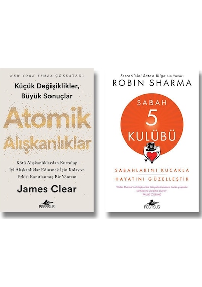 Pegasus Yayınları Atomik Alışkanlıklar - Sabah 5 Kulübü 2 Kitap Set James Clear Robin Sharma