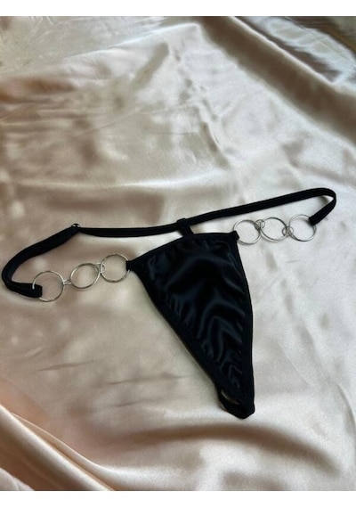 Intive Lingerie Kadın Siyah Halka Detaylı String Külot