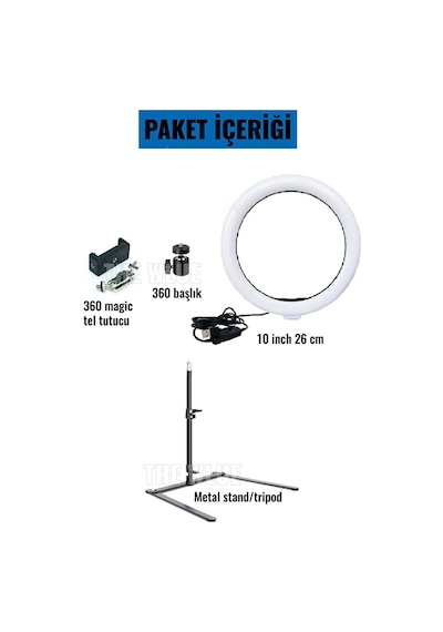 Masaüstü 10 İnç 26 Cm Led Işıklı Ürün Takı Yemek Çekim Standı Tik