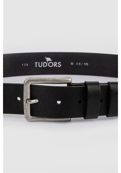 Tudors Hakiki Deri Erkek Siyah Kemer-24602-siyah Siyah