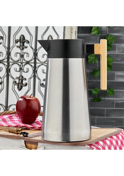 Çelik Termos 2l Bambu Saplı - Çift Contalı Kapak, 12 Saat Sıcak / 24 Saat Soğuk Renkli