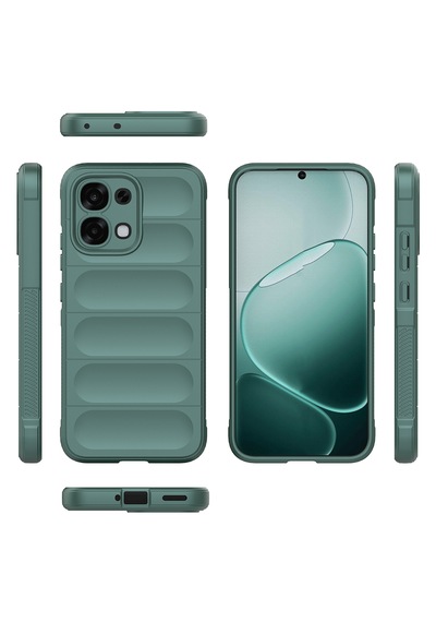 Oppo A6 Pro Kılıf Darbe Emici Kamera Korumalı Esnek Tpu Oyuklu Arka Yüzey Tasarımlı Zore Etnik Silikon Kapak Koyu Yeşil