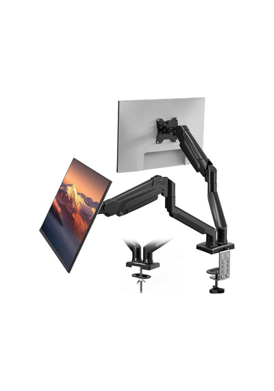 15-32 İnç Çiftli Gazlı Amortisörlü Monitör Kolu, Her Kol 9 Kg A Kadar, Vesa 75x75/100x100