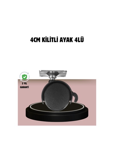 Kilitli 4 Cm Tekerlek Ayak 4 Lü Set Zemin Koruyucu Renkli