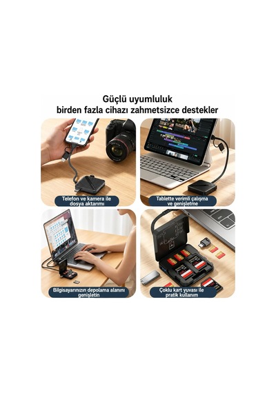 Sd/tf Hafıza Kartı Okuyucu 5 Kart Usb-a Usb-c 3.0 5gbps Ads-319