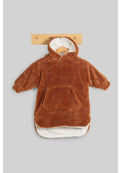 Luckka Heritage Çift Katlı Wellsoft Çocuk Giyilebilir Battaniye - Peluş Panço Oversize - Ztpufbat Kahverengi