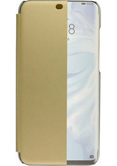 Huawei Y6 2019 Yarım Cam Kapaklı Kılıf Gold