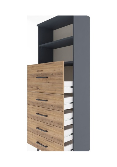 Arges Dolap 2 Raflı 5 Çekmeceli 60x30x163 Antrasit-çam Antrasit