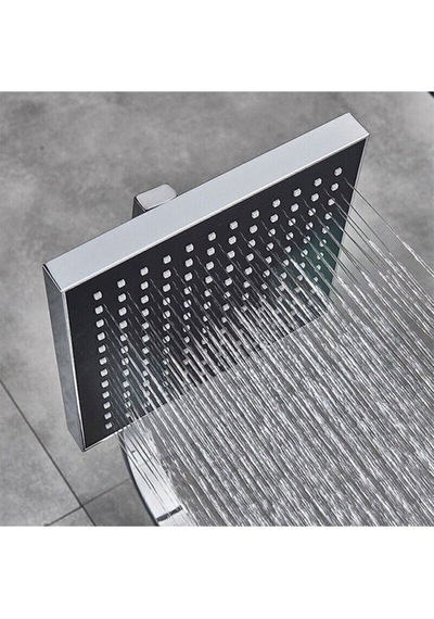 Duş Başlığı Kare Tasarım Tepeleme Ve El Duş Başlığı Krom Banyo Duş Seti Gri