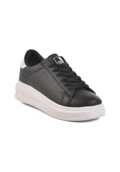Siyah Beyaz Bağcıklı Kadın Sneaker 156 G Siyah-beyaz