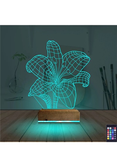 Luvivia Orkide Çiçek 3d Lamba - Masa Gece Lambası Şeffaf