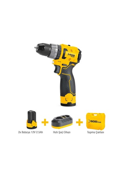 Akülü Vidalama Seti, 12 Volt, 2.5 Amper, Sarı