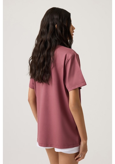 Los Ojos X Melodi Bordo Oversize Geniş Kalıp Tişört Boyfriend T-shirt Bordo