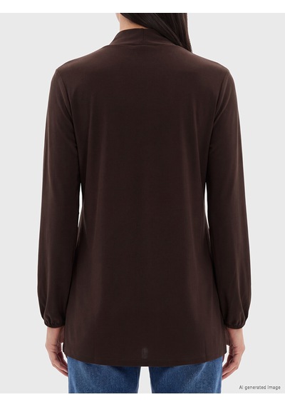 Lcw Everyday Kahverengi Soft Touch Büzgülü Kadın Tunik