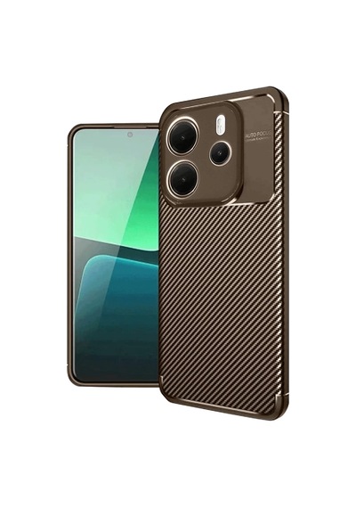 Newface Xiaomi Redmi Note 14 4g Kılıf Auto Focus Karbon Kapak - Kahverengi