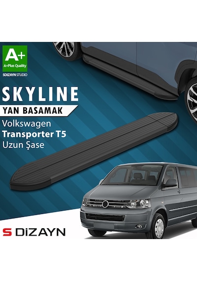 S-dizayn Vw Transporter T5 Uzun Şase Skyline Siyah Yan Basamak 253 Cm 2003-2015 A+ Kalite