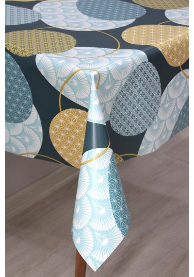 Astarlı Silinebilir Pvc Muşamba Masa Örtüsü 8268-1-lacivert