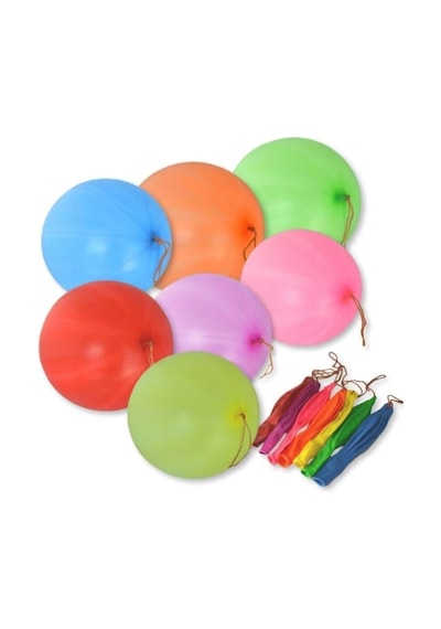 Lastikli Balon 100'lü Ipli Zıpzıp Atom Balon Punch Panç Balon Büyük Boy Renkli Balon 100 Adet Çok Renkli