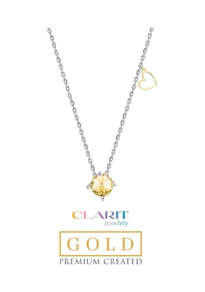 Created Light Yellow Canary Taşlı Clarit Serisi 8 Ayar Beyaz Altın Kolye