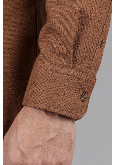 Bisse Modern Fit Paşa Yaka Çift Cepli Flanel Hardal Erkek Gömlek Gmfln0322300212 D19