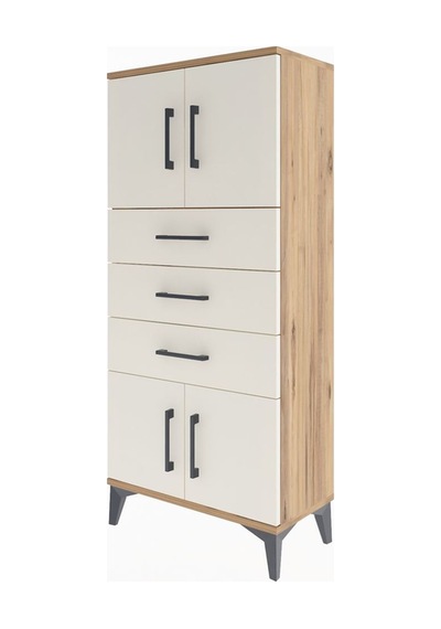 Arges Dolap Tek Raflı 3 Çekmeceli 4 Kapaklı 60x30x134 Çam-aytaşı Çam