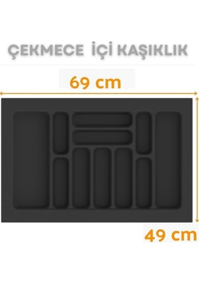 Çekmece İçi Kaşıklık Ve Kepçelik Düzenleyici Antrasit 69x49 Cm 62x40 Cm Kadar Kesilebilir