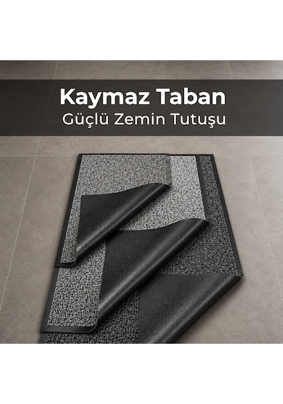 Aquila Pc Tabanlı Polipropilen Kapı Önü Temizlik Paspası Gri 80x120 Cm gri