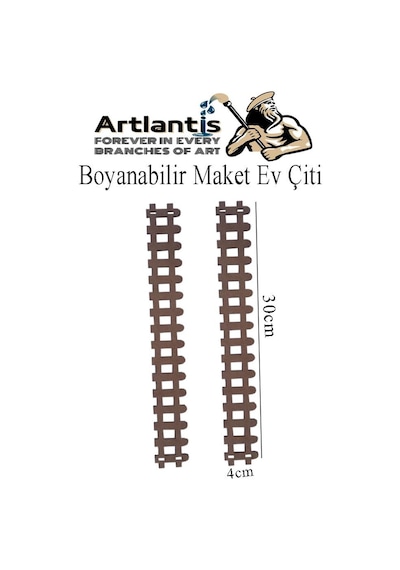Boyanabilir Ahşap Maket Çit 2 Adet 30x4 Cm Dekoratif Minyatür Bahçe Çiti Proje Tasarım Okul Hobi