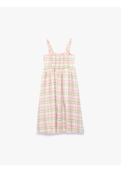 Koton Kare Yaka A Kesim Ekoseli Askılı Elbise Pembe Ekose 6skg80186aw